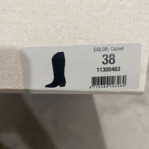 NIB Bianco Suede Western Booties Camel Brown Women 38 US 7.5 Cowboy Boots Winter - Picture 6 of 8